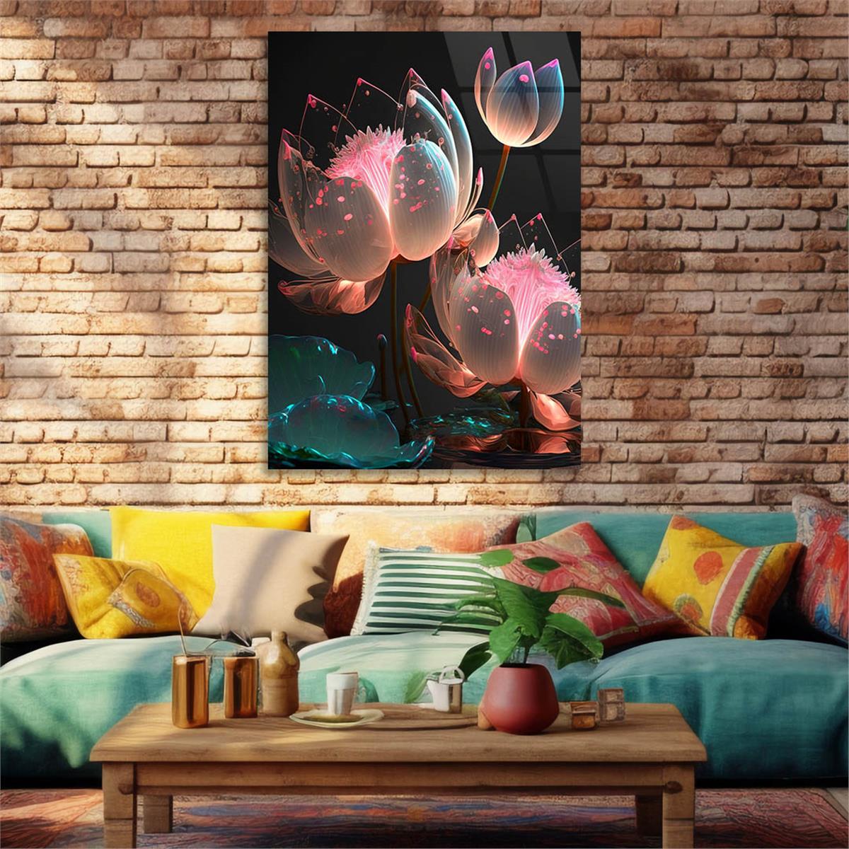 Dikey Sanat Temalı Cam Tablo 447