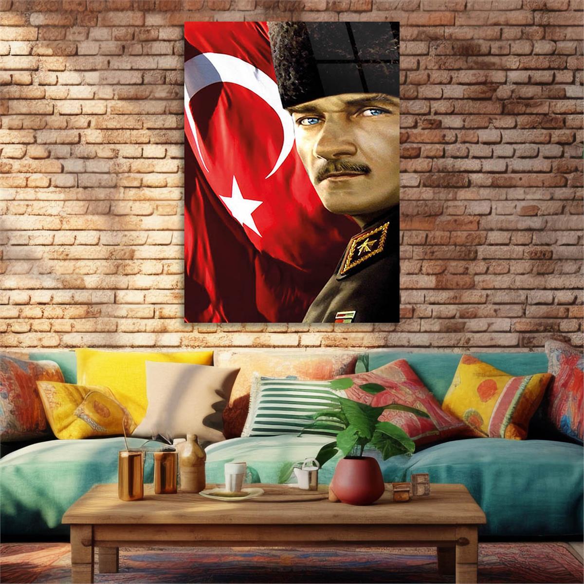 MUSTAFA KEMAL ATATÜRK GÖRSELLİ CAM TABLO 
