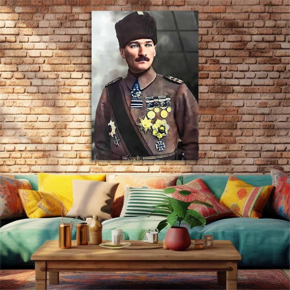 Mustafa Kemal Atatürk Gehard Glasschilderij 