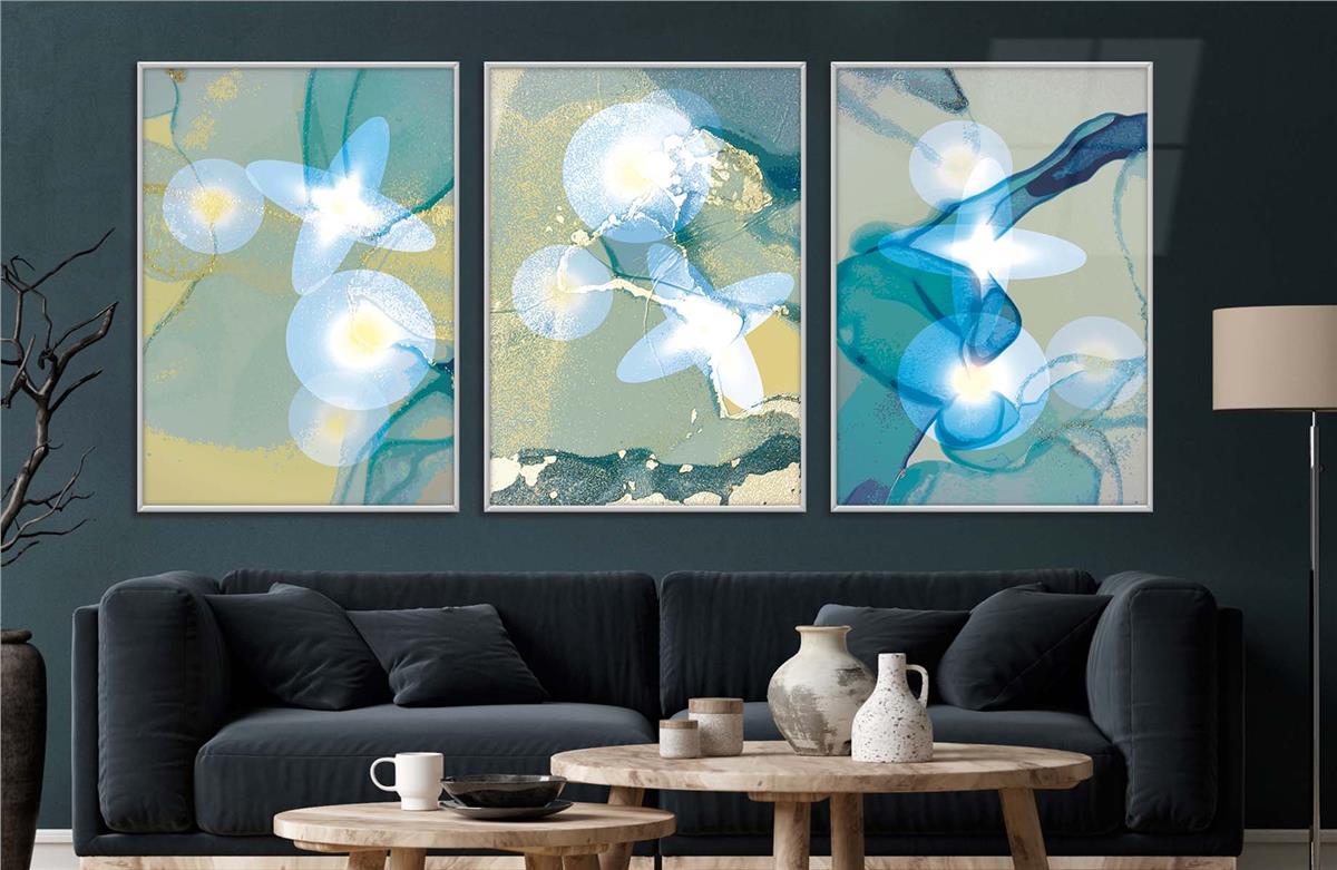Alüminyum Çerçeveli Sanat Temalı 3'lü Set CAM Tablo 0026