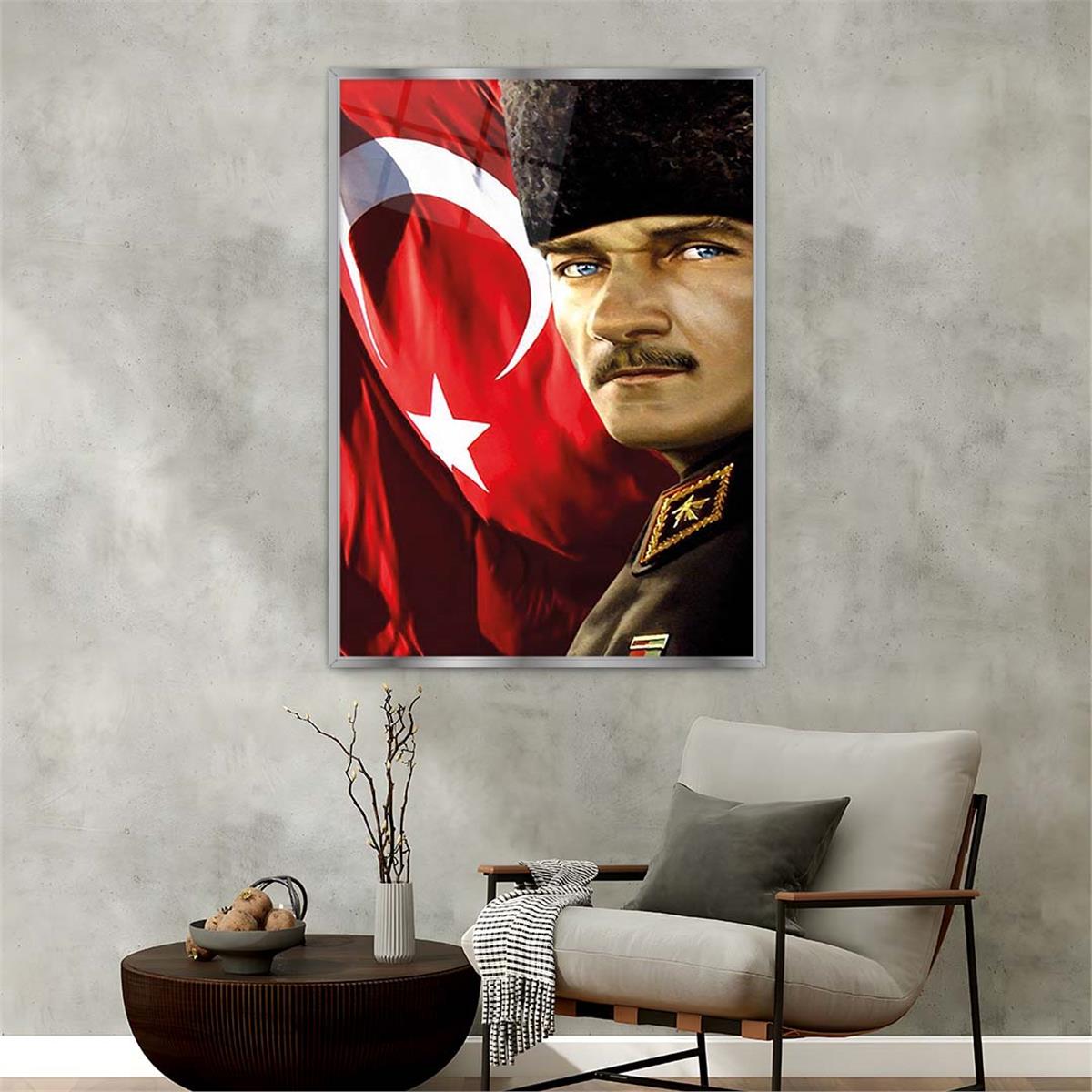 Aluminum-Framed National-Themed Tempered Glass Wall Art 069