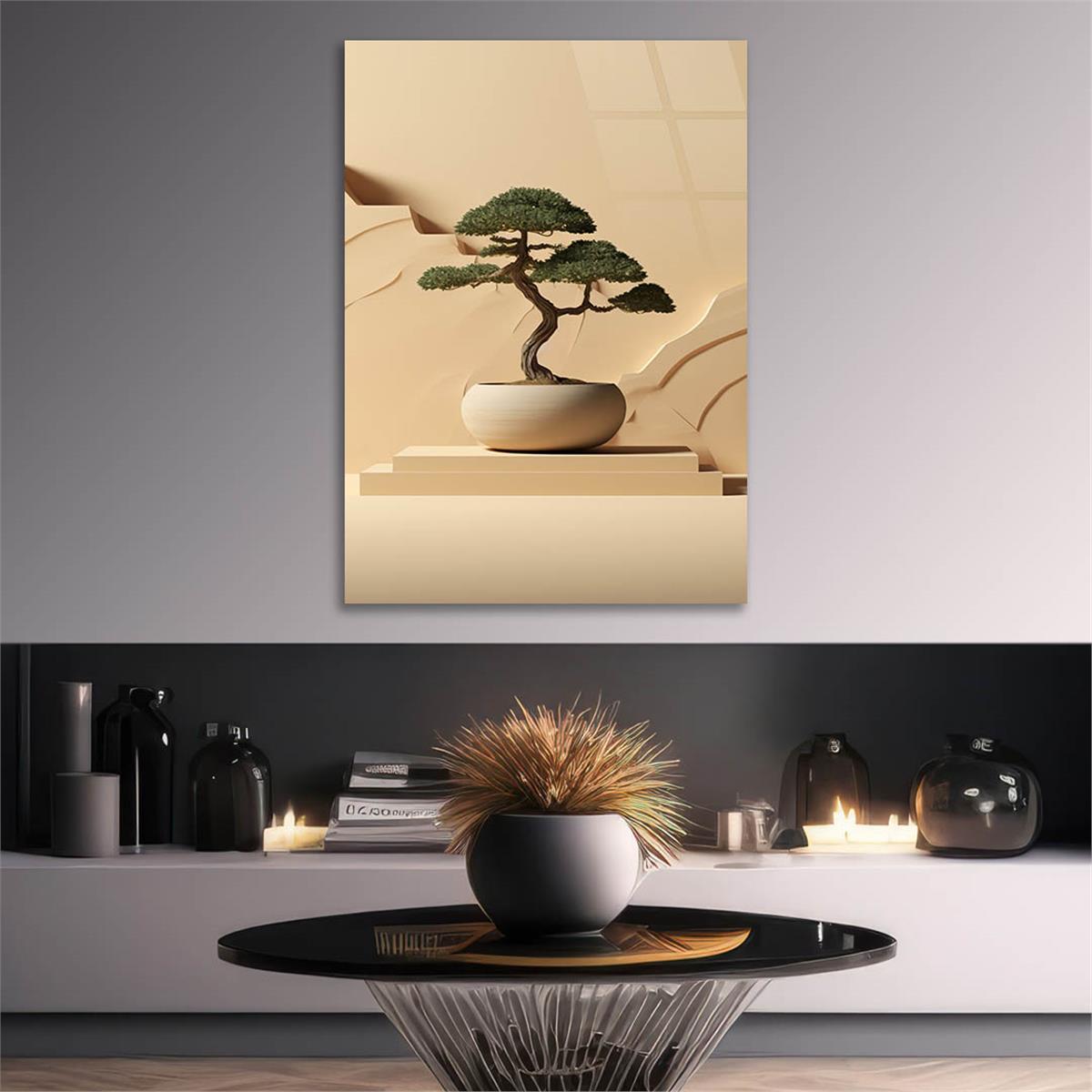 Dikey Doğa Temalı Cam Tablo 396