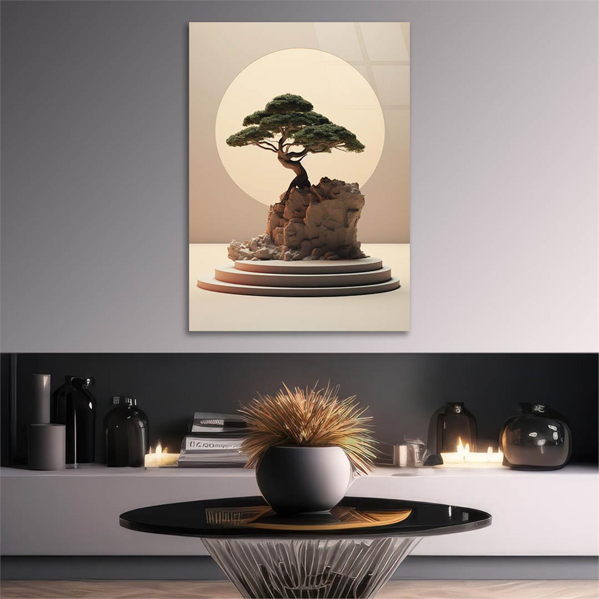 Dikey Doğa Temalı Cam Tablo 393