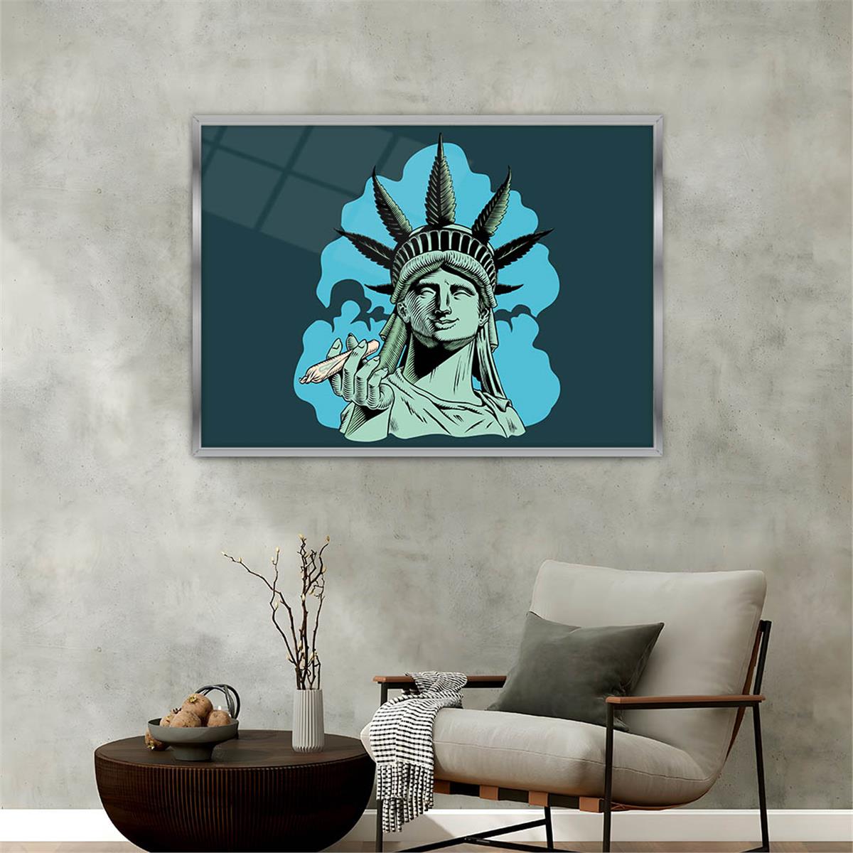 Aluminum-Framed Art-Themed Tempered Glass Wall Art 160