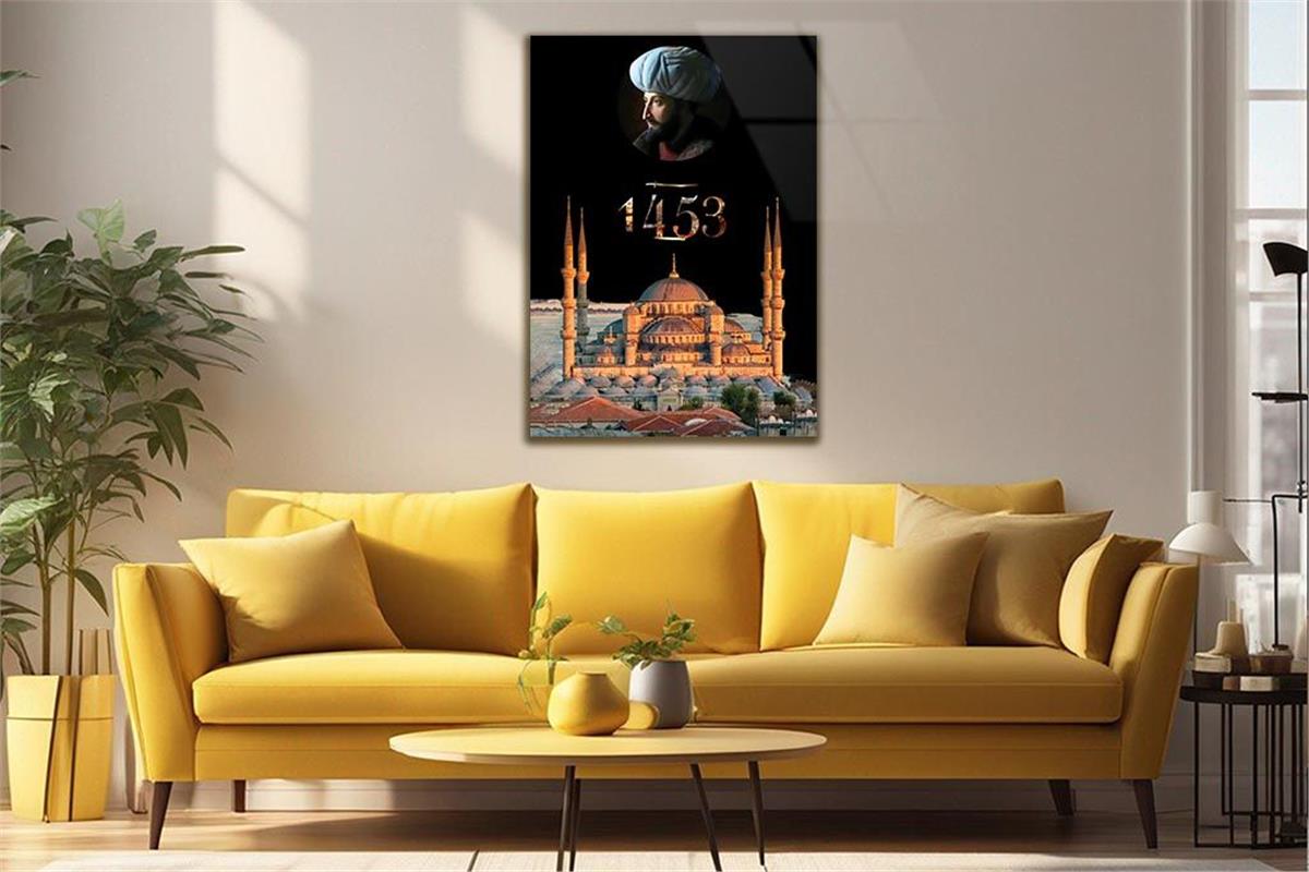 Fatih Sultan Mehmet KHan and Mosque Glass Wall Art