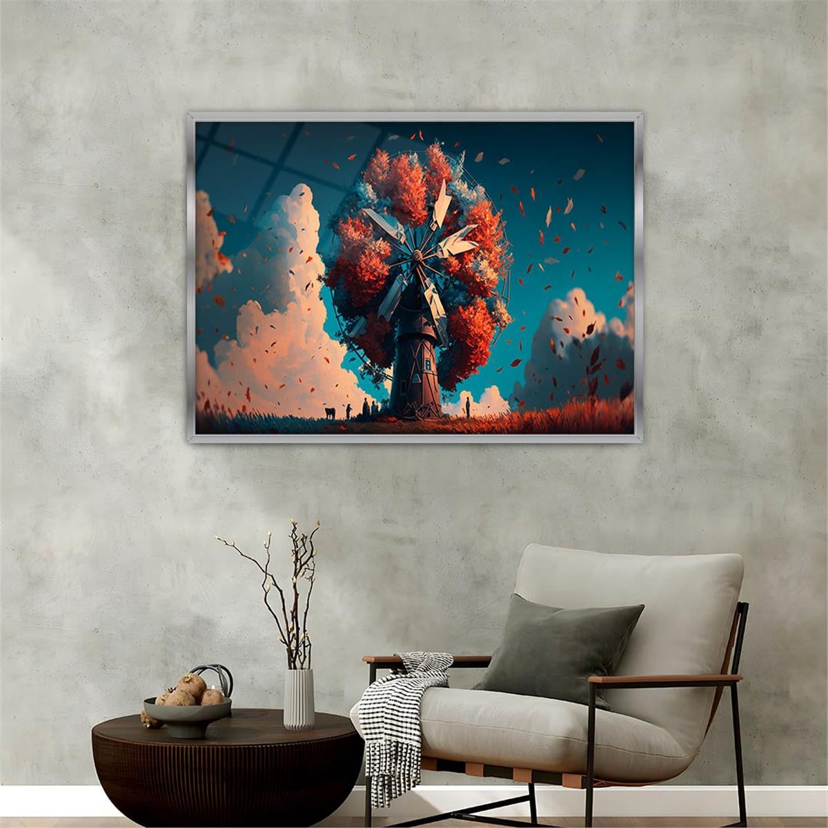 Aluminum-Framed Natured-Themed Tempered Glass Wall Art 063