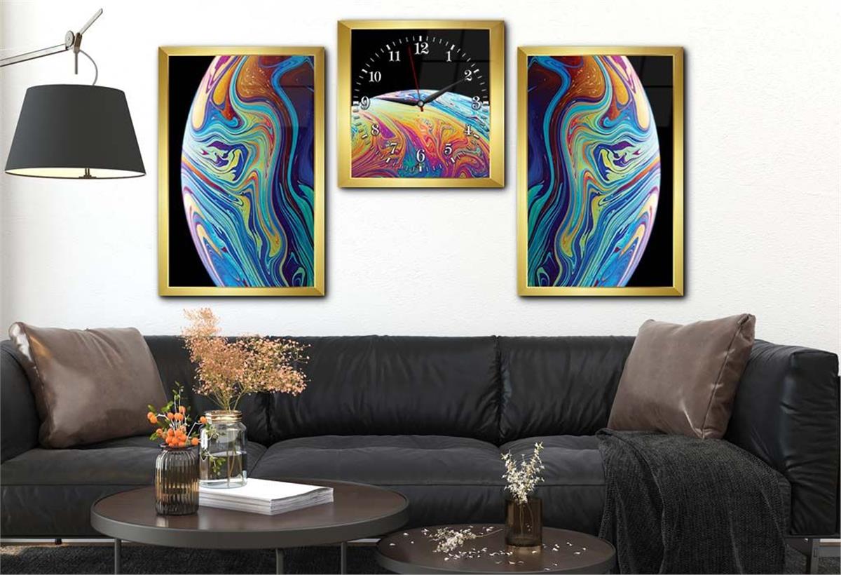 Gehard Glasschilderij Set aan de Kunst Thema Met Klok