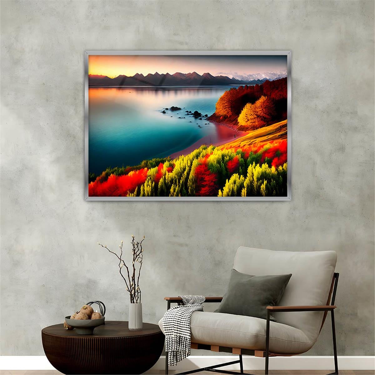 Aluminum-Framed Natured-Themed Tempered Glass Wall Art 023