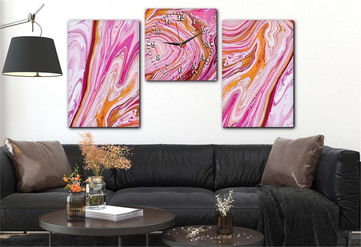 SANAT TEMALI CAM TABLO SAAT SETİ 