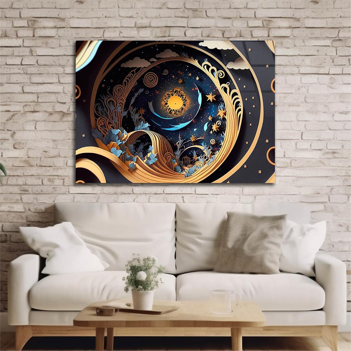 Horizontal Art-Themed Tempered Glass Wall Art 548