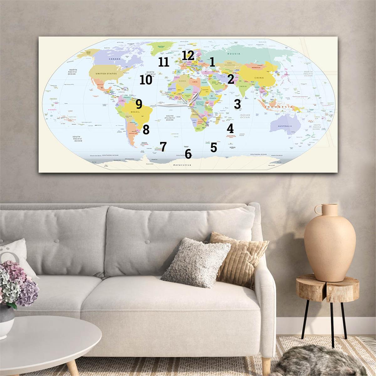 Yatay Saatli Ortadan Vatan Temalı Cam Tablo 089