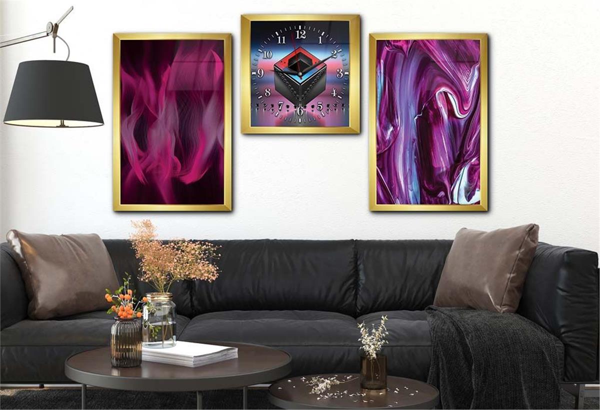 Gehard Glasschilderij Set aan de Kunst Thema Met Klok