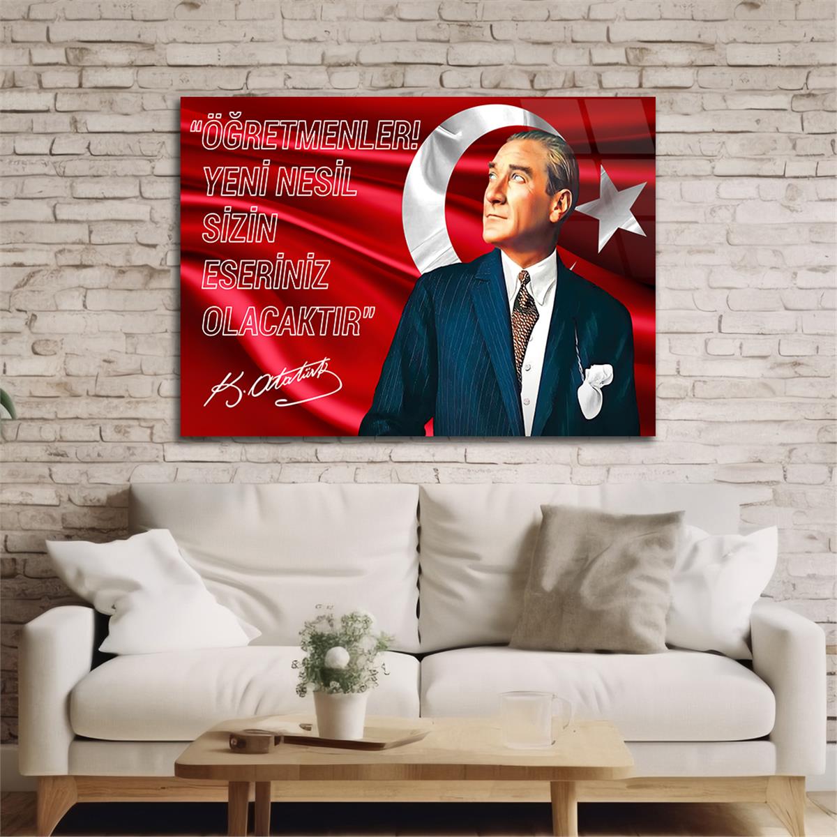 Yatay Vatan Temalı Cam Tablo 164