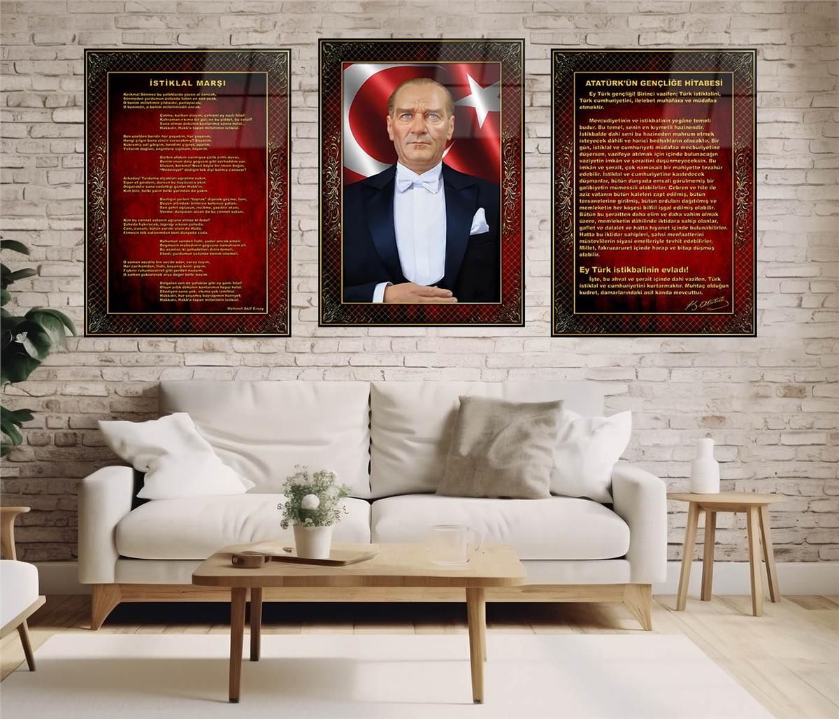  3'lü Set VatanTemalı Cam Tablo 37