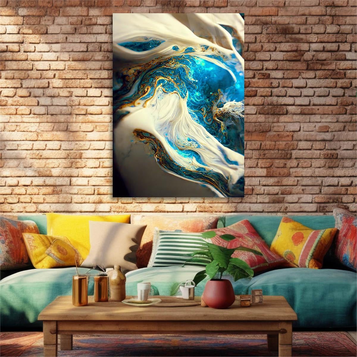 Dikey Sanat Temalı Cam Tablo 559