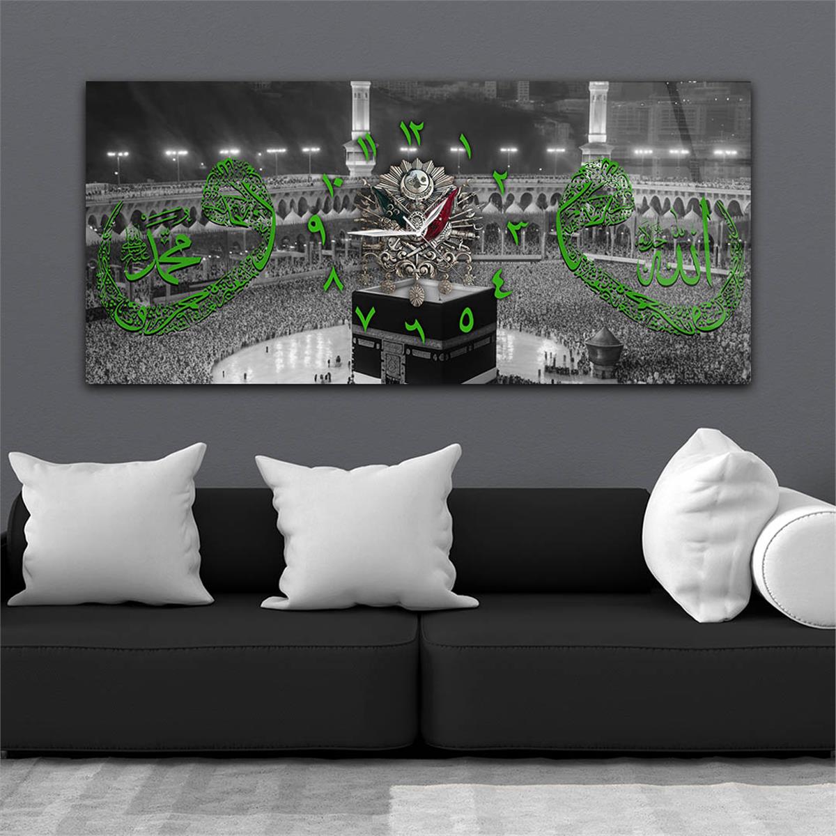 Horizontaal, in Het Midden Voorzien Van Een Klok, Religieus Thema Gehard Glasschilderij 099