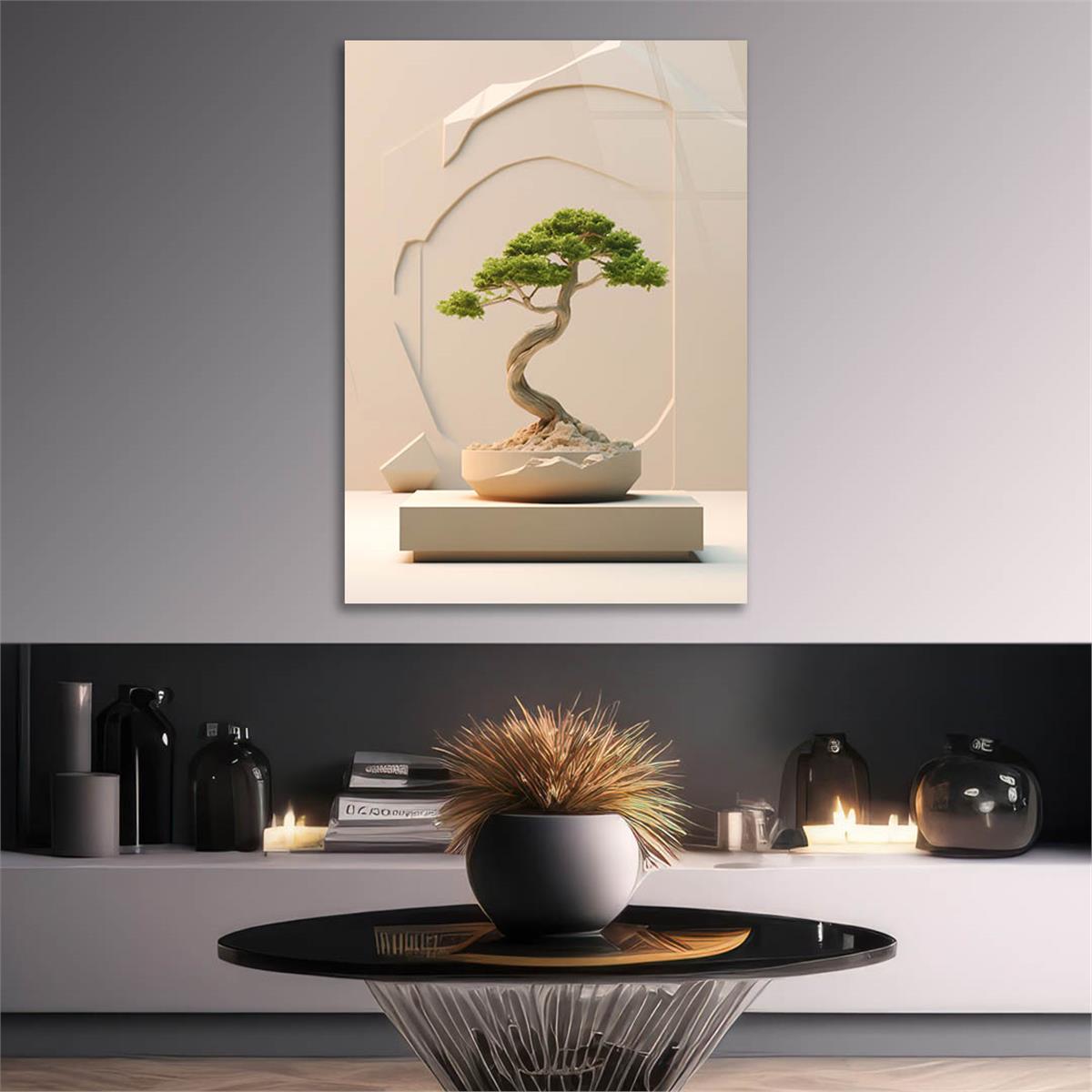 Dikey Doğa Temalı Cam Tablo 398