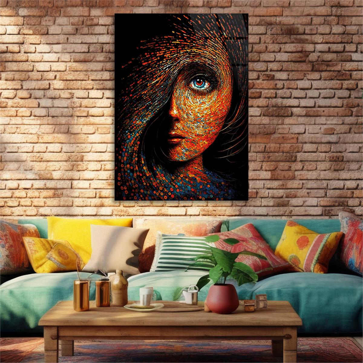 Dikey Sanat Temalı Cam Tablo 373