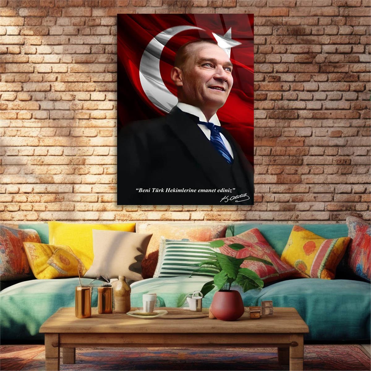 Dikey VatanTemalı Cam Tablo 190