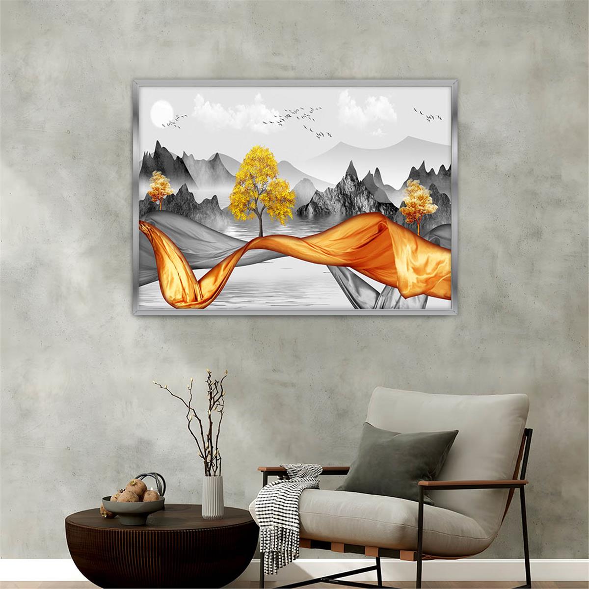 Aluminum-Framed Natured-Themed Tempered Glass Wall Art 020