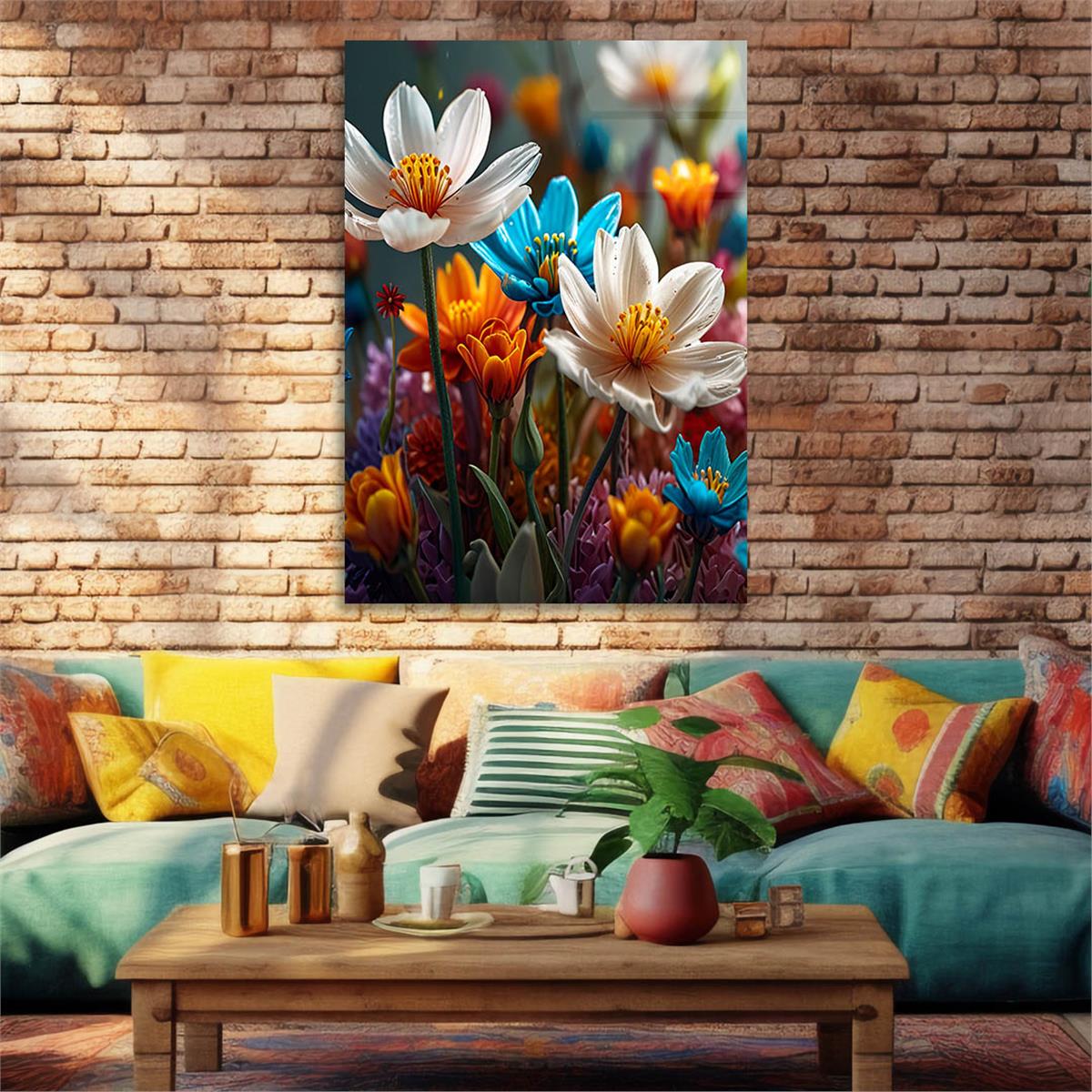 Dikey Sanat Temalı Cam Tablo 523