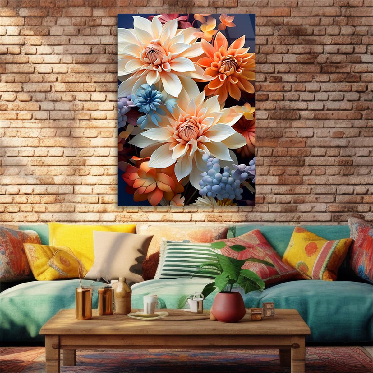 Dikey Sanat Temalı Cam Tablo 574