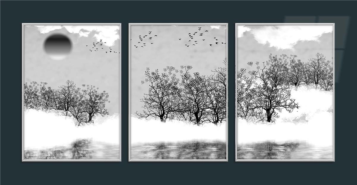 Alüminyum Çerçeveli Sanat Temalı 3'lü Set MDF Tablo 0034
