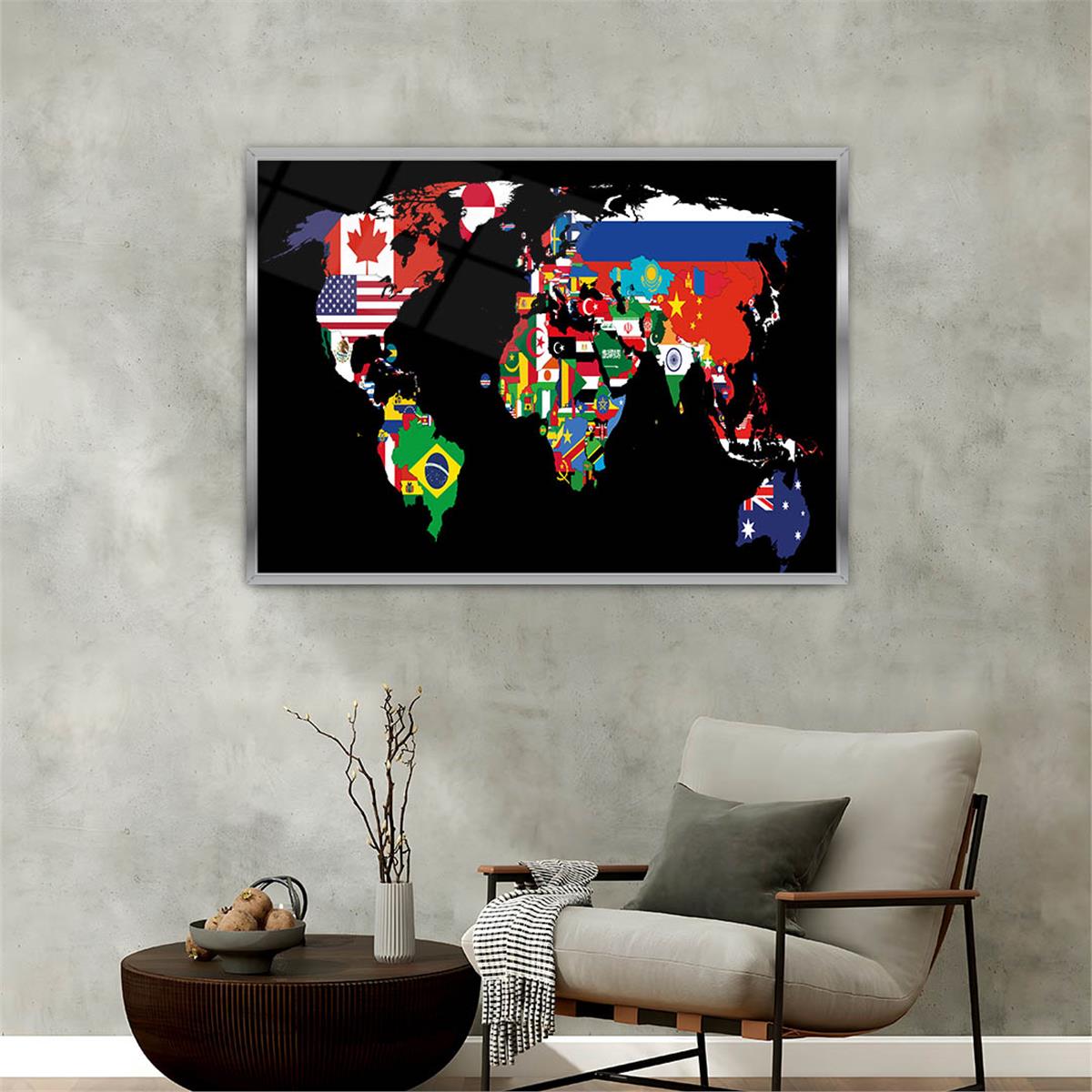 Aluminum-Framed National-Themed Tempered Glass Wall Art 019