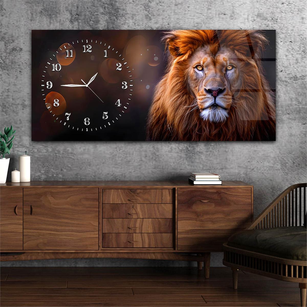 Yatay Saatli Yandan Sanat Temalı Cam Tablo 345