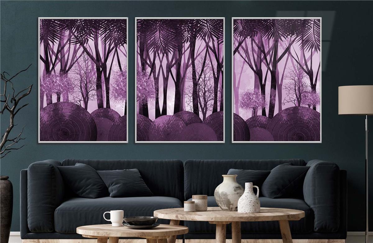 Alüminyum Çerçeveli Sanat Temalı 3'lü Set CAM Tablo 0032