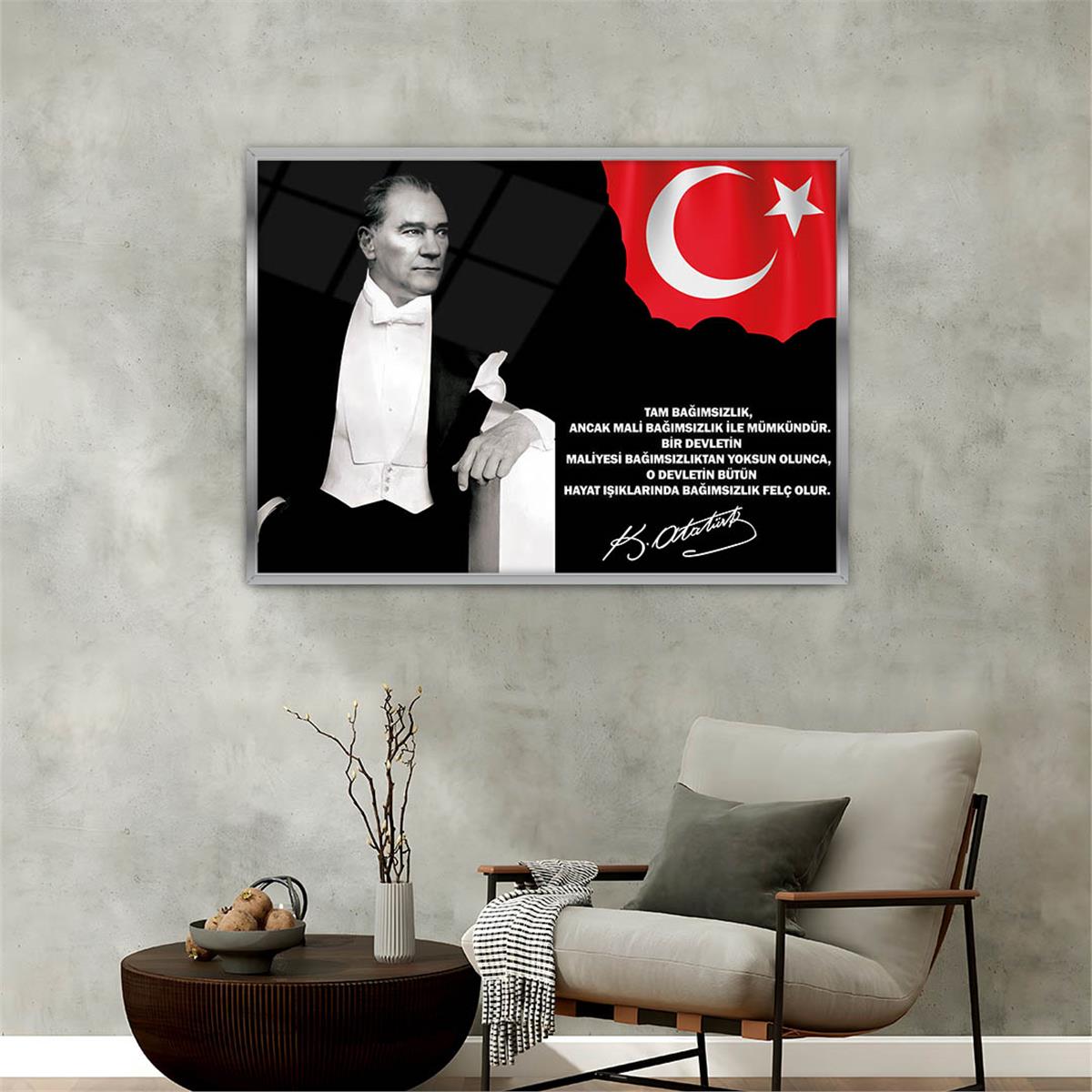 Aluminum-Framed National-Themed Tempered Glass Wall Art 048