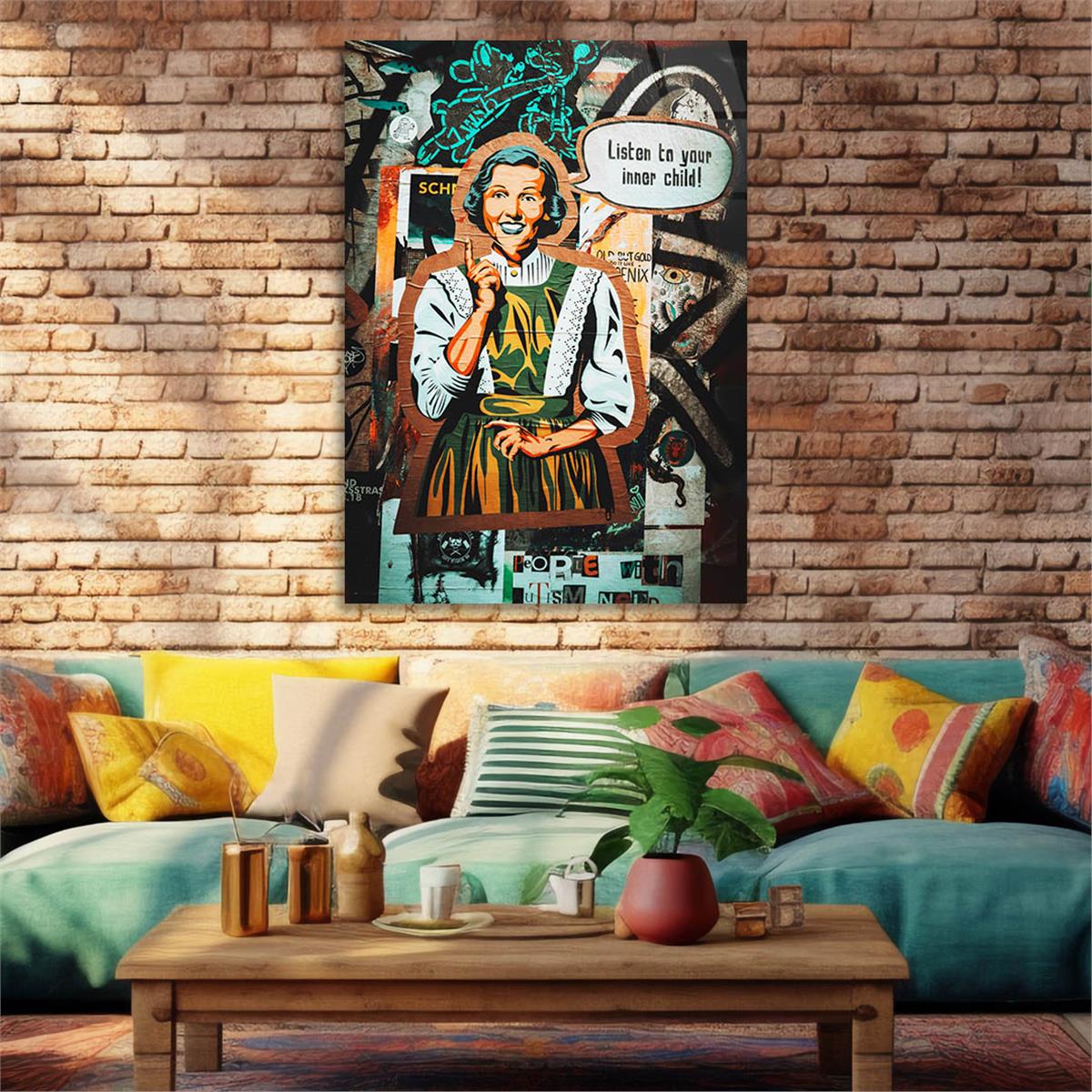 Dikey Sanat Temalı Cam Tablo 571