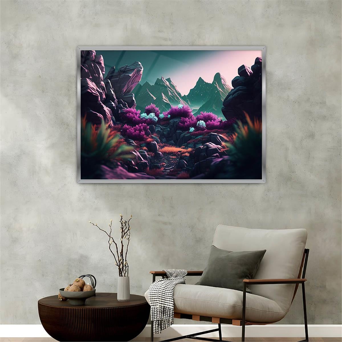 Aluminum-Framed Natured-Themed Tempered Glass Wall Art 067