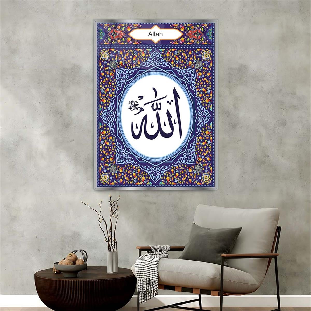 Tableau en verre à thème religieux avec cadre en aluminium  058