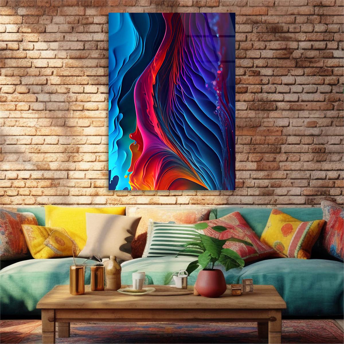 Dikey Sanat Temalı Cam Tablo 578