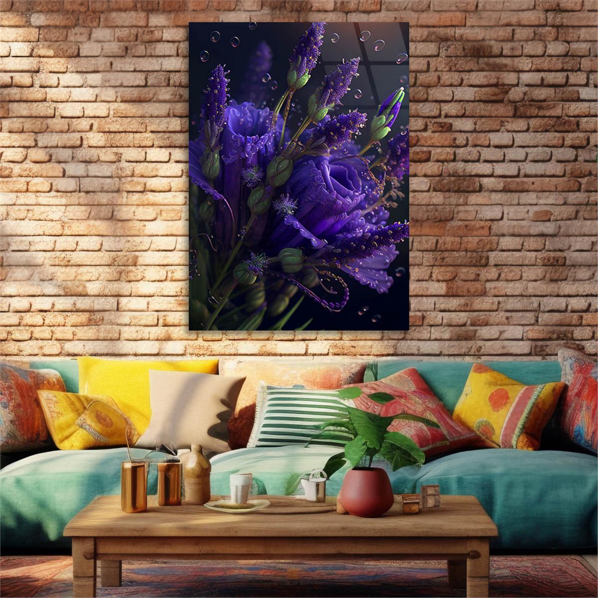 Dikey Sanat Temalı Cam Tablo 424