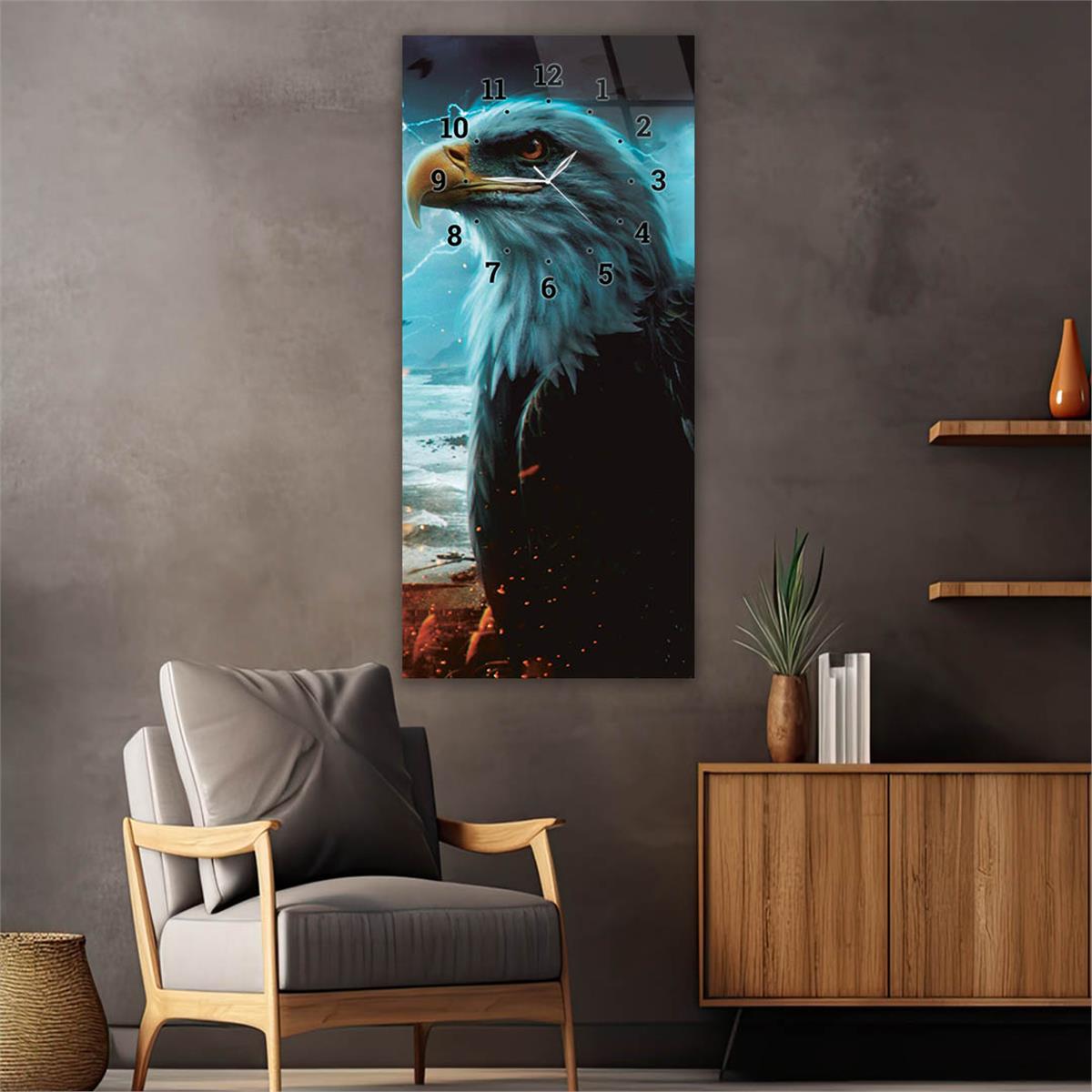 Vertical Art Themed Glass Wall Art with Clock at the Top 037