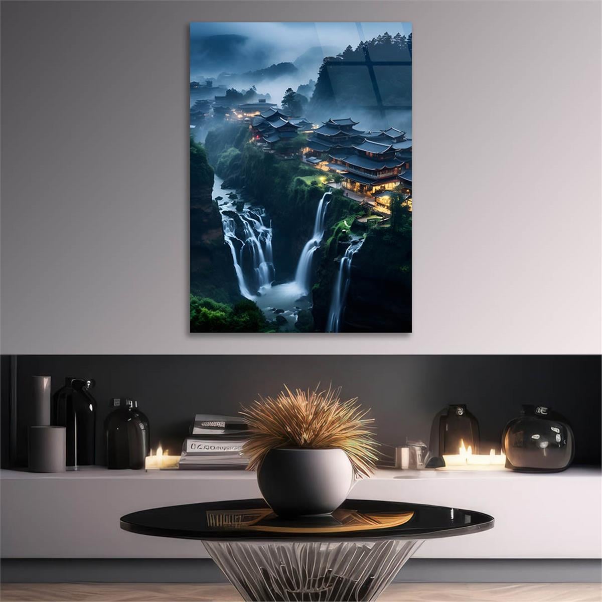 Dikey Doğa Temalı Cam Tablo 243