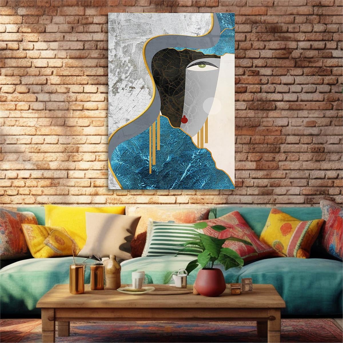 Dikey Sanat Temalı Cam Tablo 292