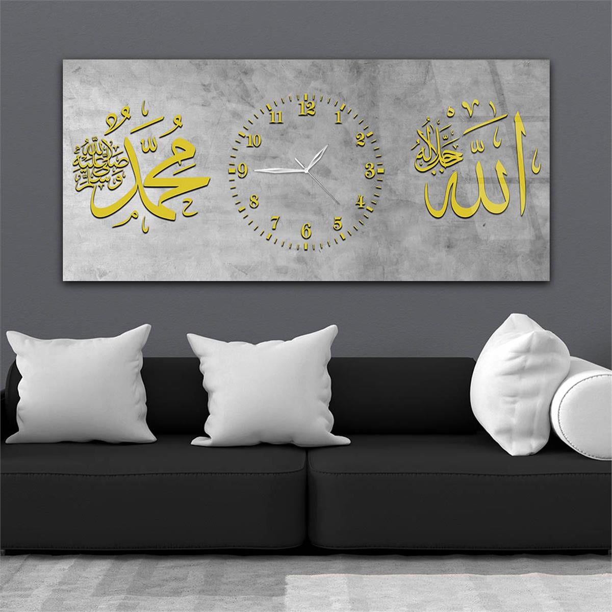 Horizontaal, in Het Midden Voorzien Van Een Klok, Religieus Thema Gehard Glasschilderij 068