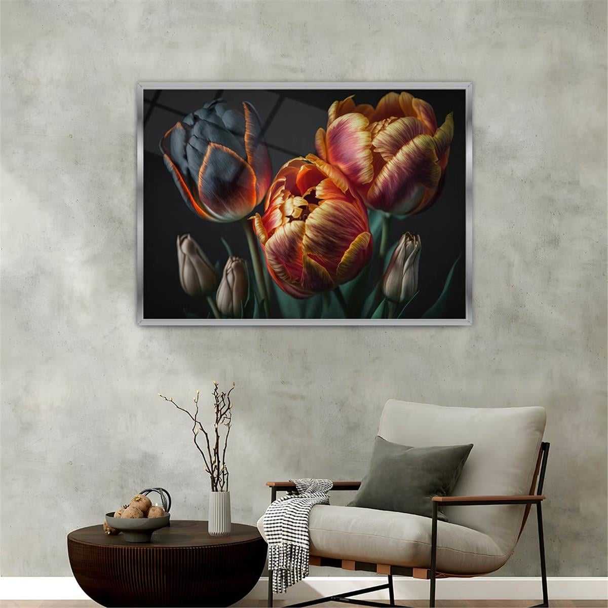 Aluminum-Framed Natured-Themed Tempered Glass Wall Art 048