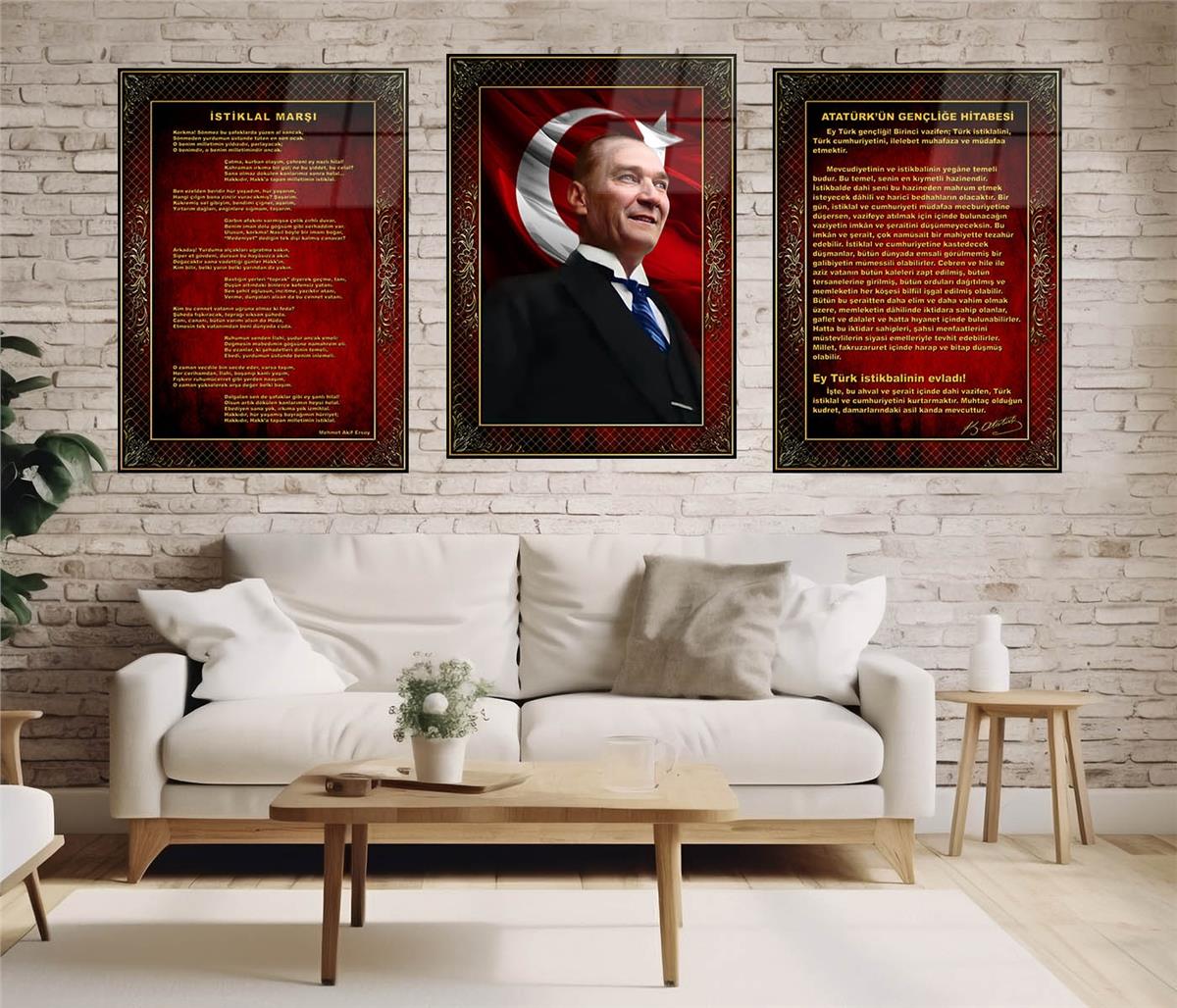  3'lü Set VatanTemalı Cam Tablo 23