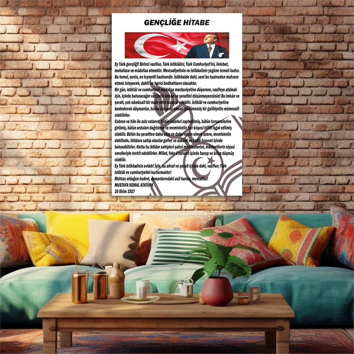 Atatürk's Address to the Turkish Youth Glass Wall Art 