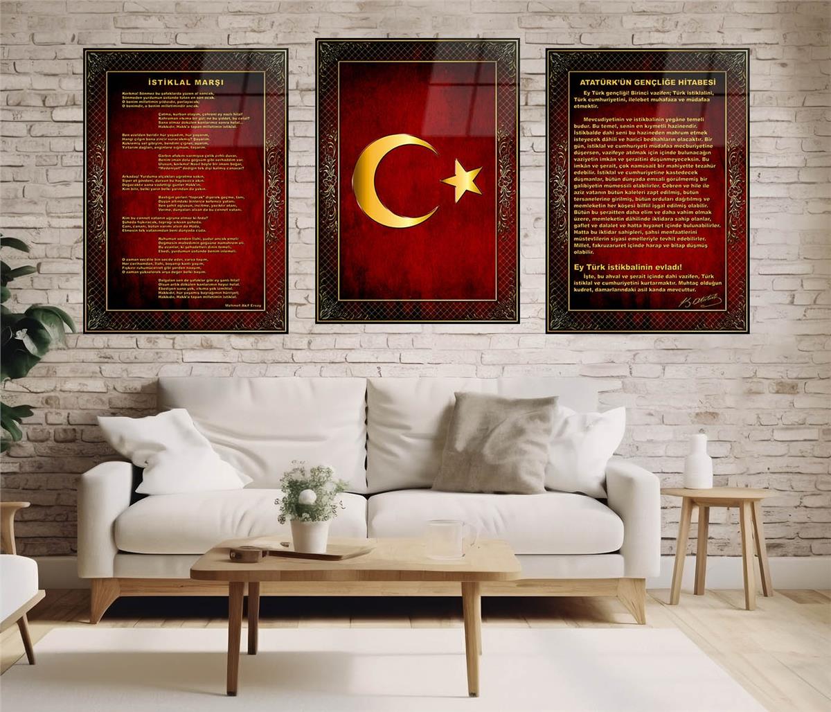  3'lü Set VatanTemalı Cam Tablo 14