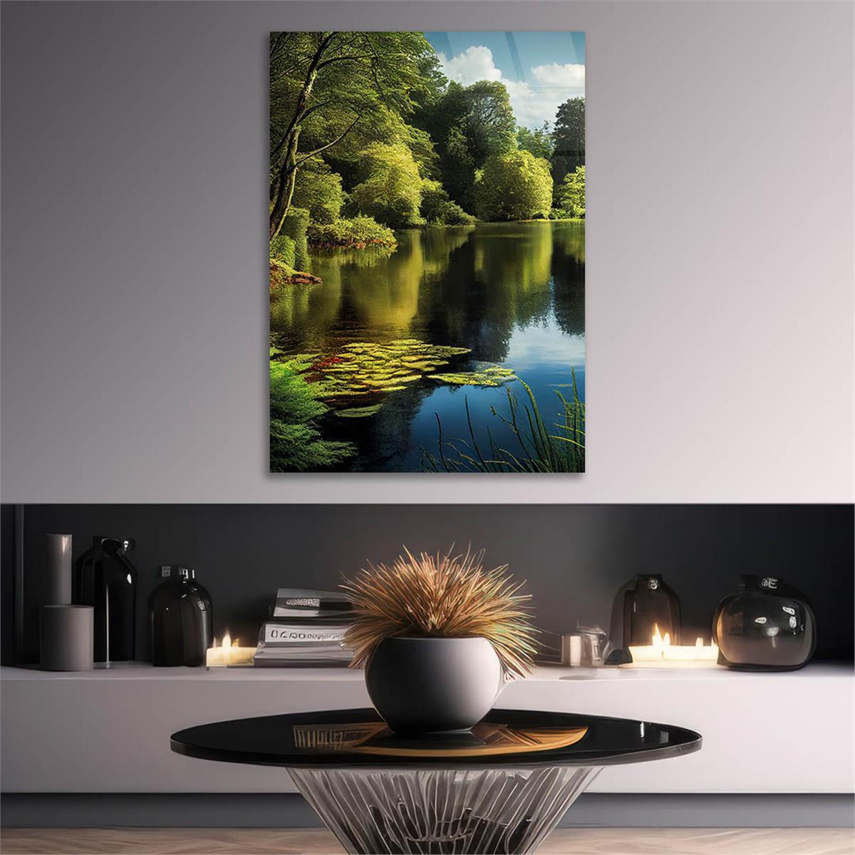 Dikey Doğa Temalı Cam Tablo 262