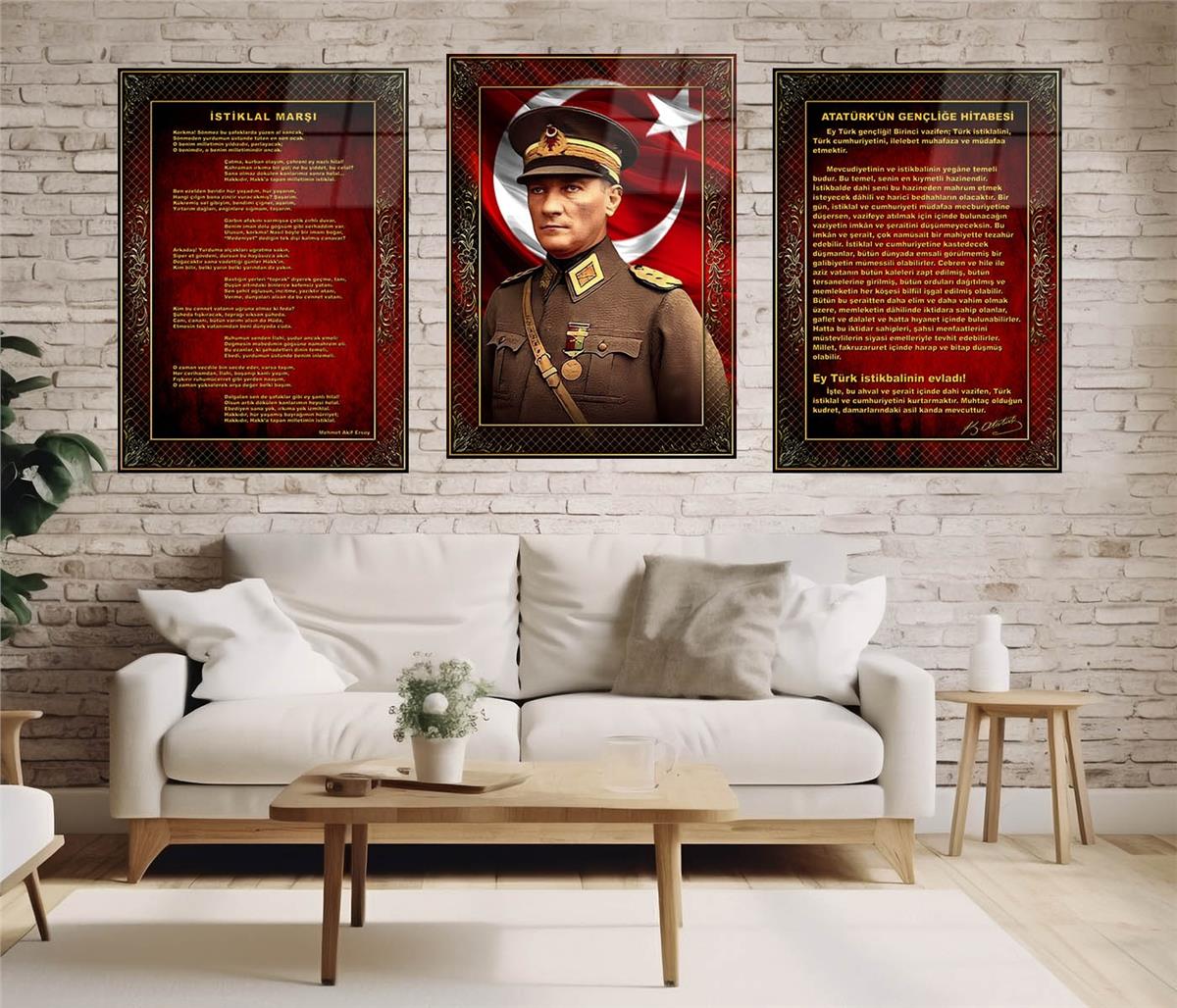  3'lü Set VatanTemalı Cam Tablo 13