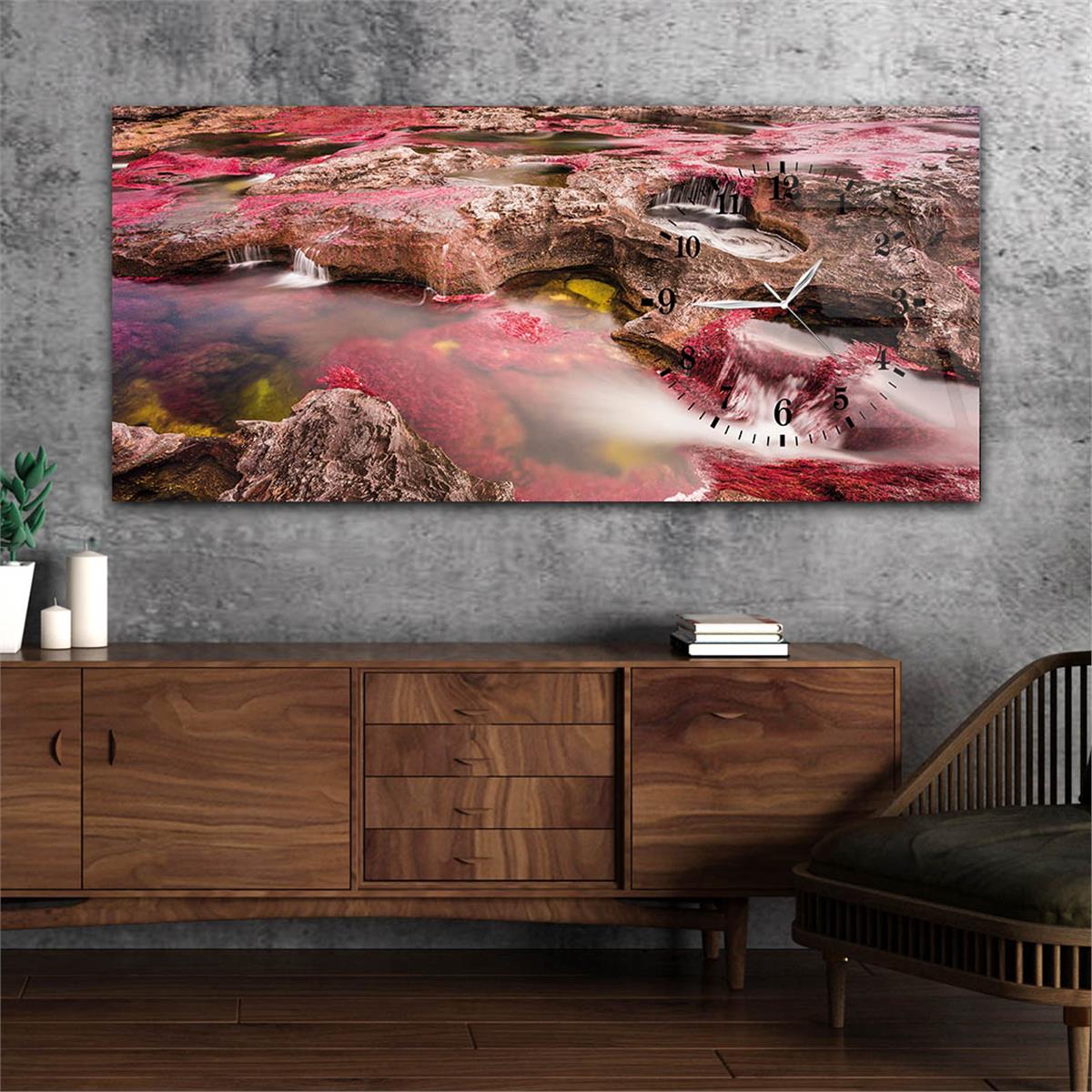 Side-Clock, Art And Nature-Themed Horizontal Glass Wall Painting 027