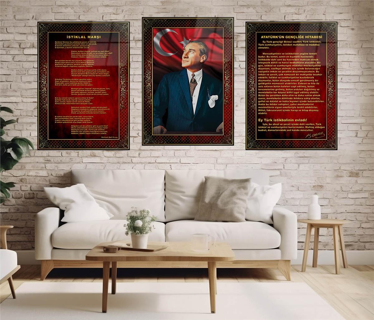  3'lü Set VatanTemalı Cam Tablo 17