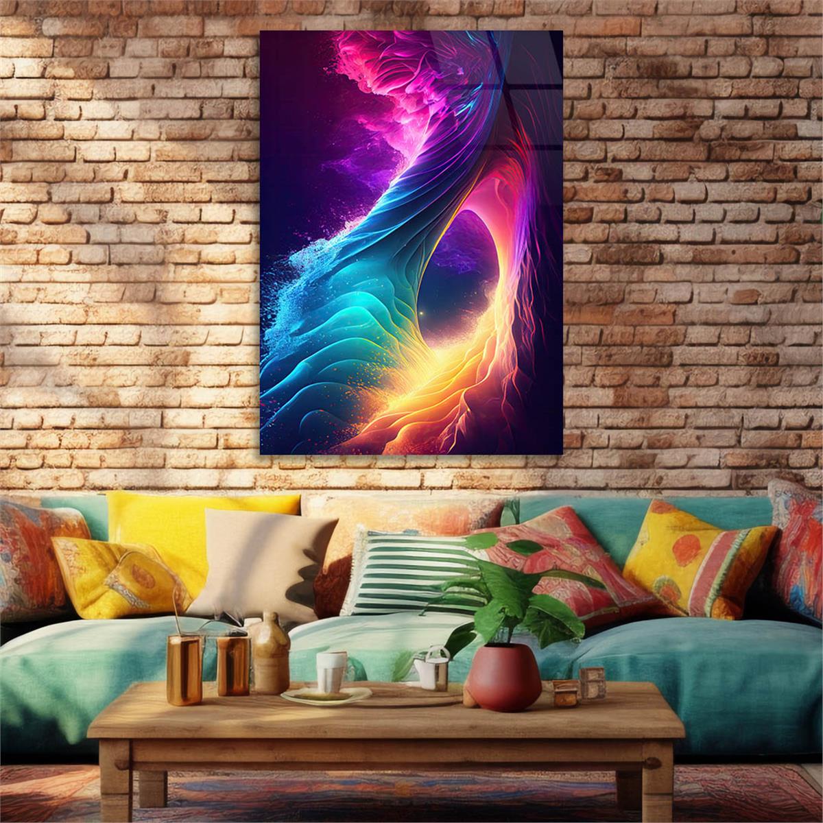 Dikey Sanat Temalı Cam Tablo 439