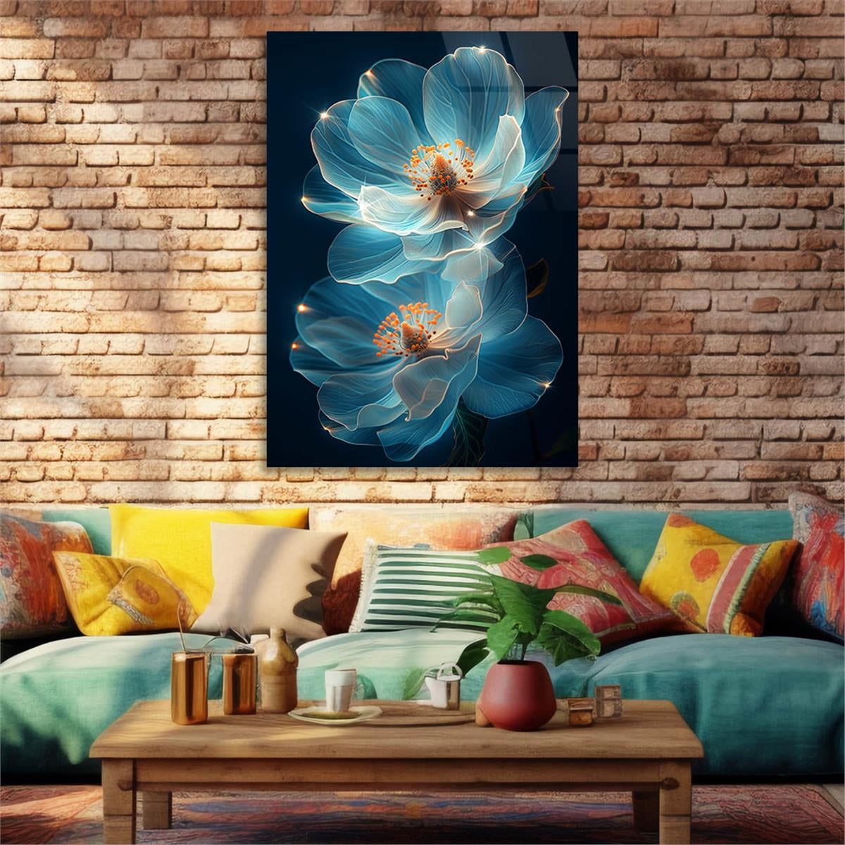 Dikey Sanat Temalı Cam Tablo 456